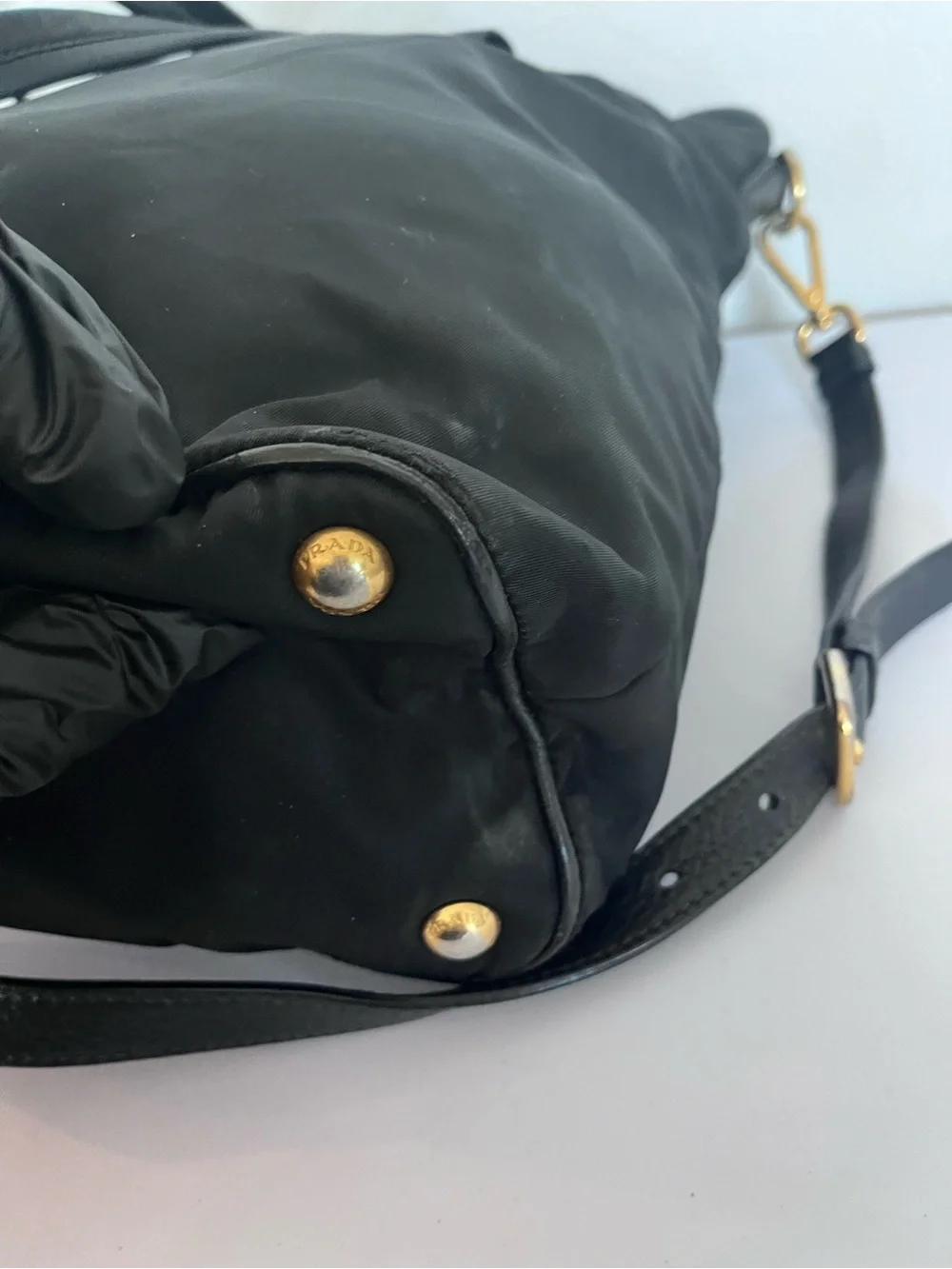 PRADA NYLON AND LEATHER TOTE.
